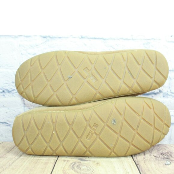 LL Bean Brown Suede Wicked Good Shearling Lined Venetian Slippers Size 10 M - Picture 9 of 9